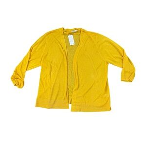 NWT Cato lightweight semi sheer yellow open front cardigan size 22/24W